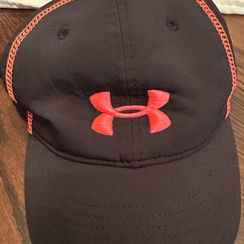 Under Armour Black Cap with Red Logo and Mesh Back